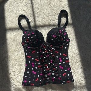 La Senza Hello Sugar Corset Top – Size XS | Y2K Aesthetic | Cherry Push-Up |